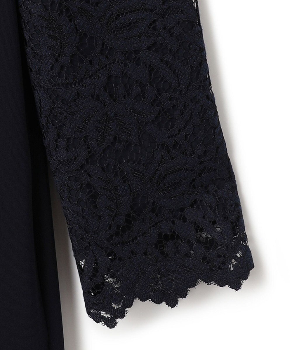 23区 【洗える】トリアセダブルジョーゼット レース切り替え ワンピース 