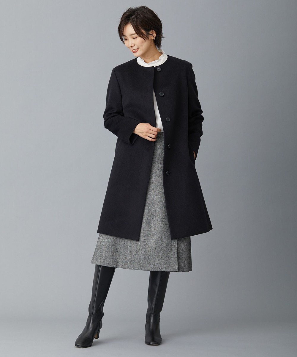 J.PRESS LADIES L アンゴラビーバー ノーカラーコート 
