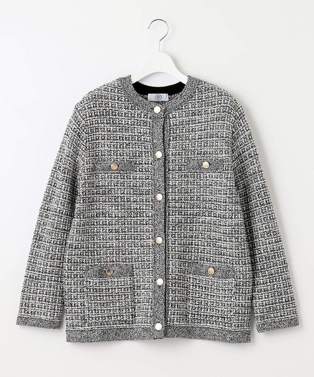 J.PRESS LADIES 【洗える】TWEED KNIT ミドル カーディガン 