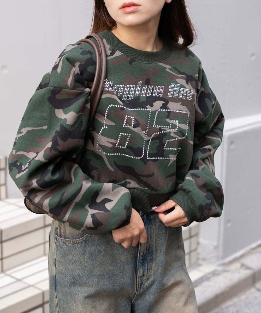 WEGO ラインストーンプルオーバースウェット 