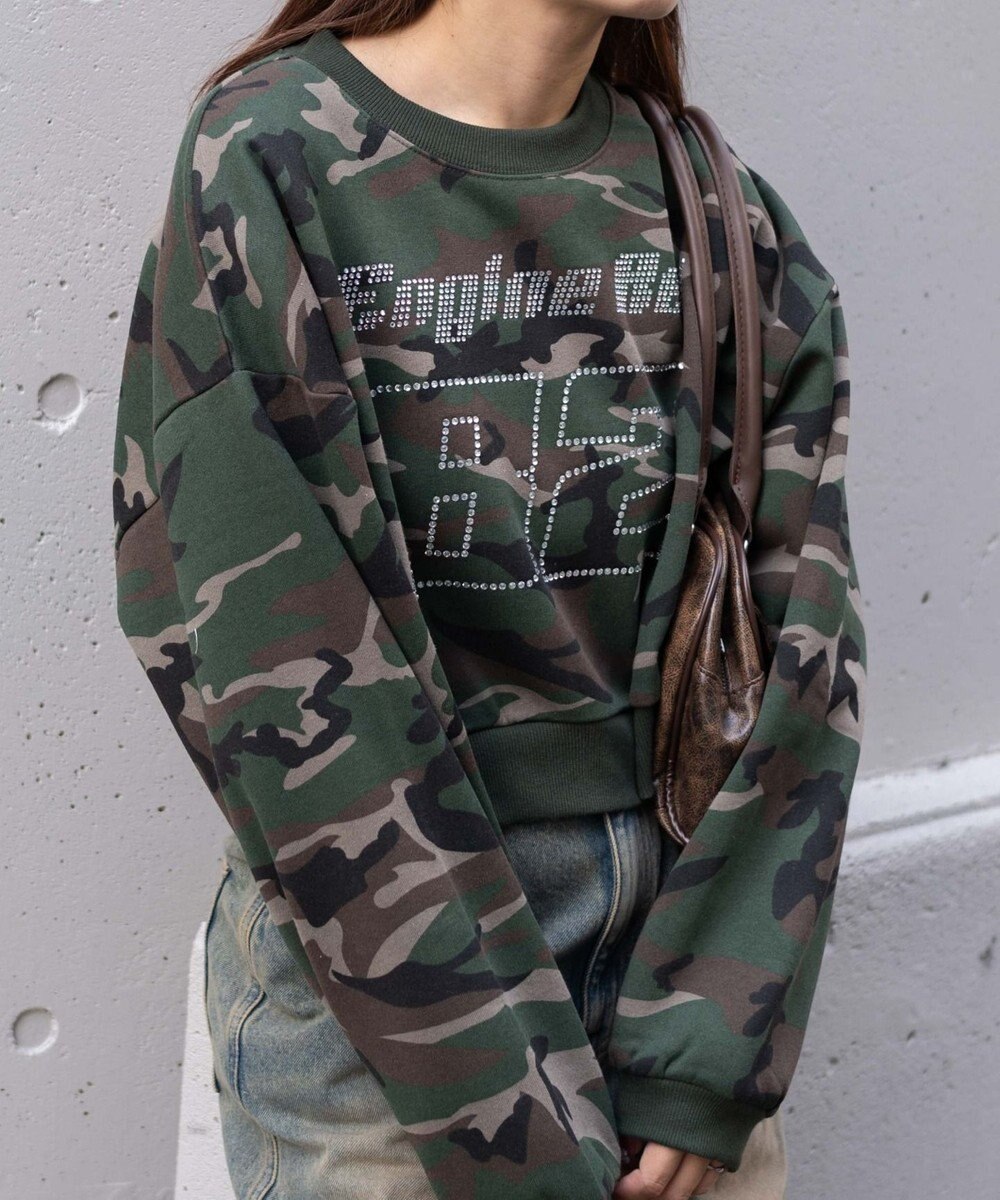 WEGO ラインストーンプルオーバースウェット 