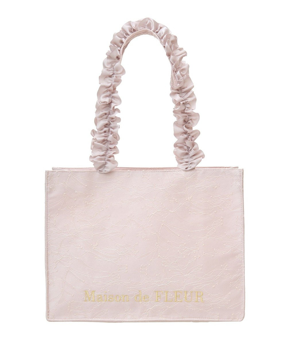 Maison de FLEUR レースフリルハンドルスクエアトートＭバッグ 