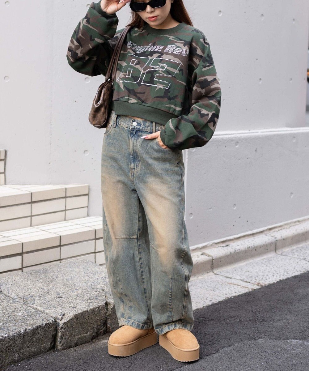 WEGO ラインストーンプルオーバースウェット 