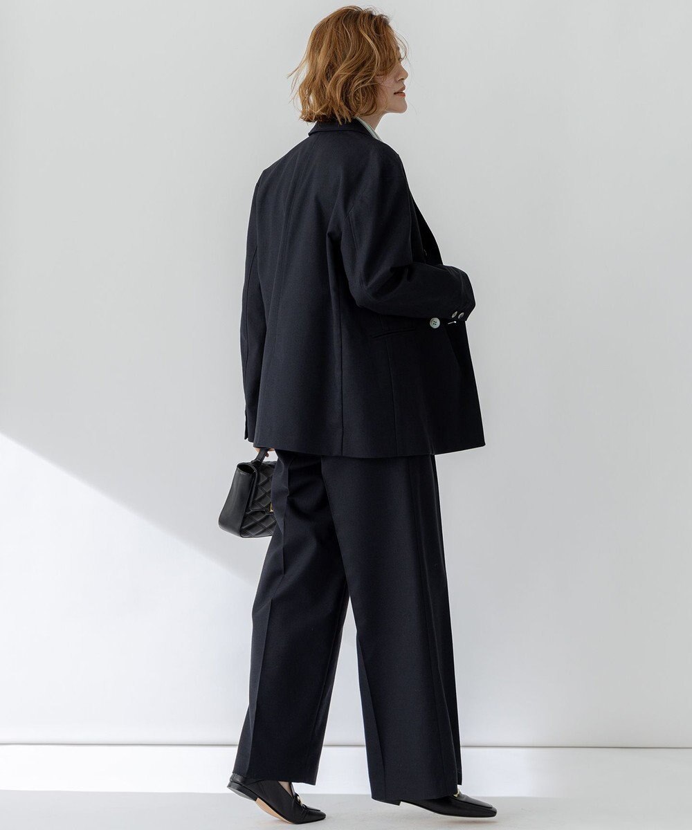 23区 【セットアップ対応/洗える】スラブツイードストレッチ ワイド パンツ 