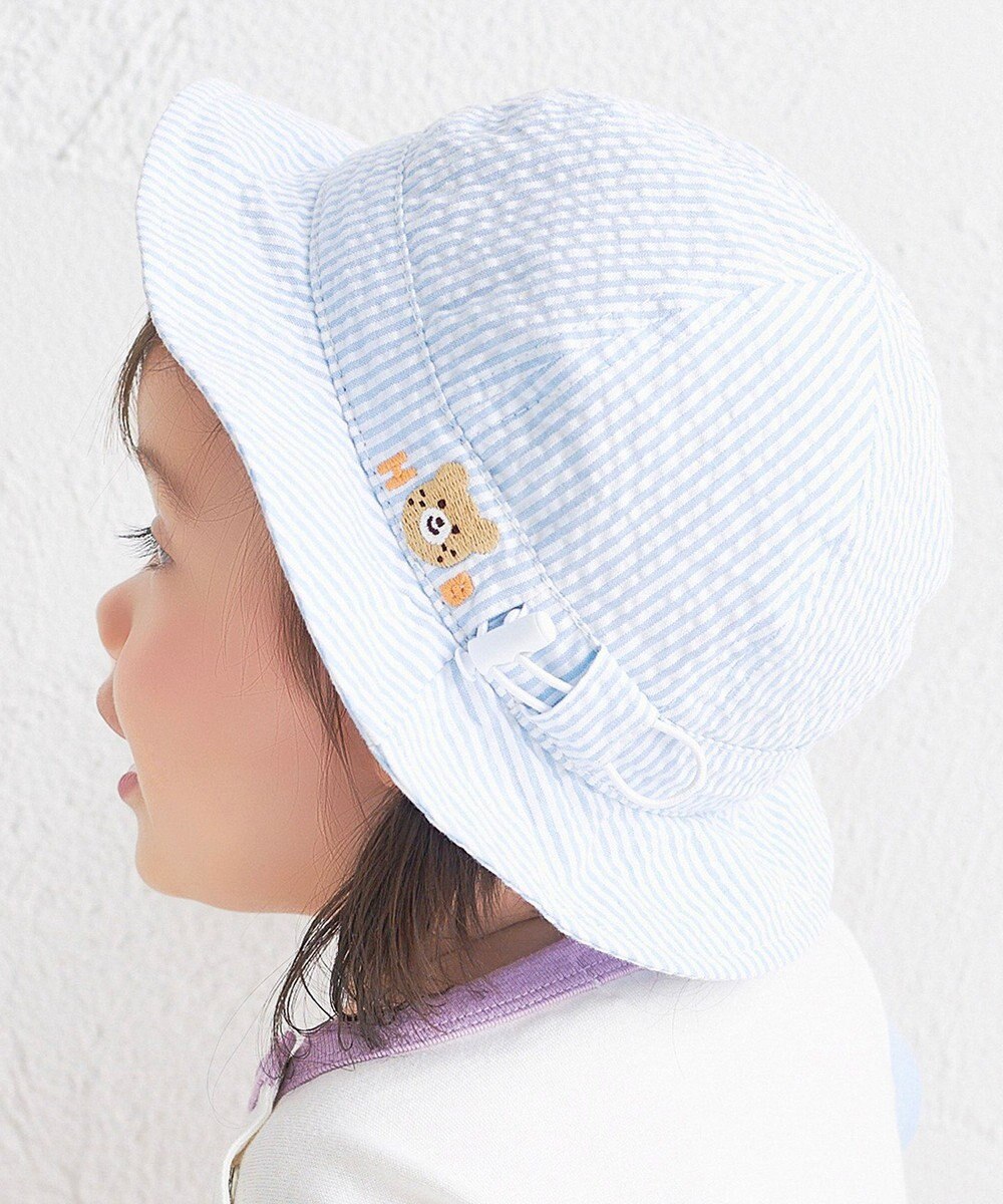 MIKI HOUSE HOT BISCUITS 【44-54cm】サッカー素材 ストライプ柄クロッシェ(帽子) 