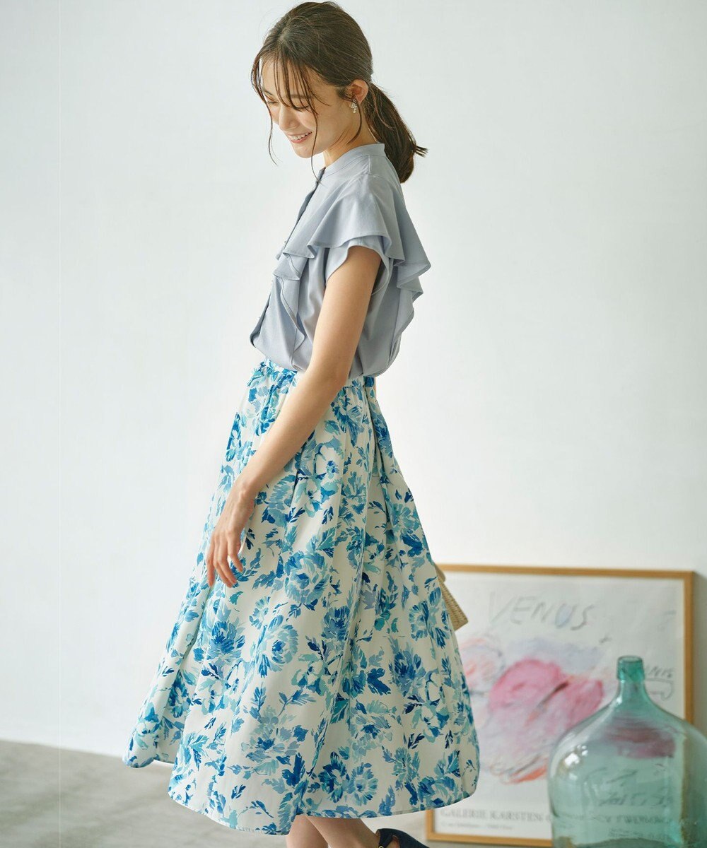 組曲 【UVケア】プレーティング天竺 パールボタンブラウス 