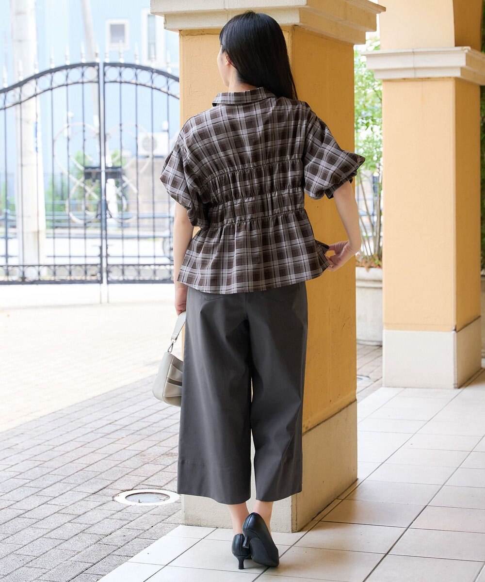 Tiaclasse シャーリングパフスリーブブラウス 