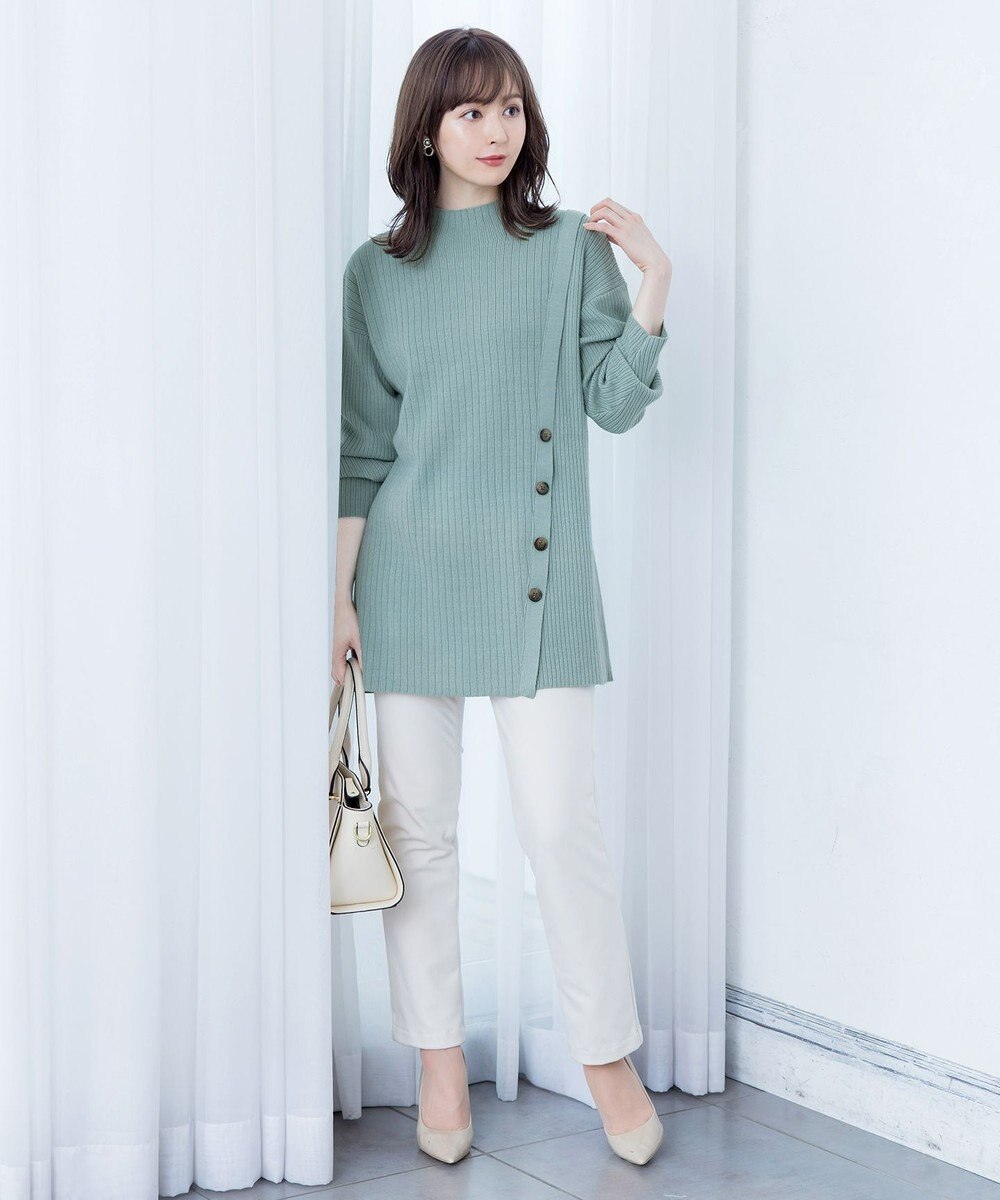 Tiaclasse L 【洗える】1枚でもレイヤード効果のあるサイドボタンチュニック 