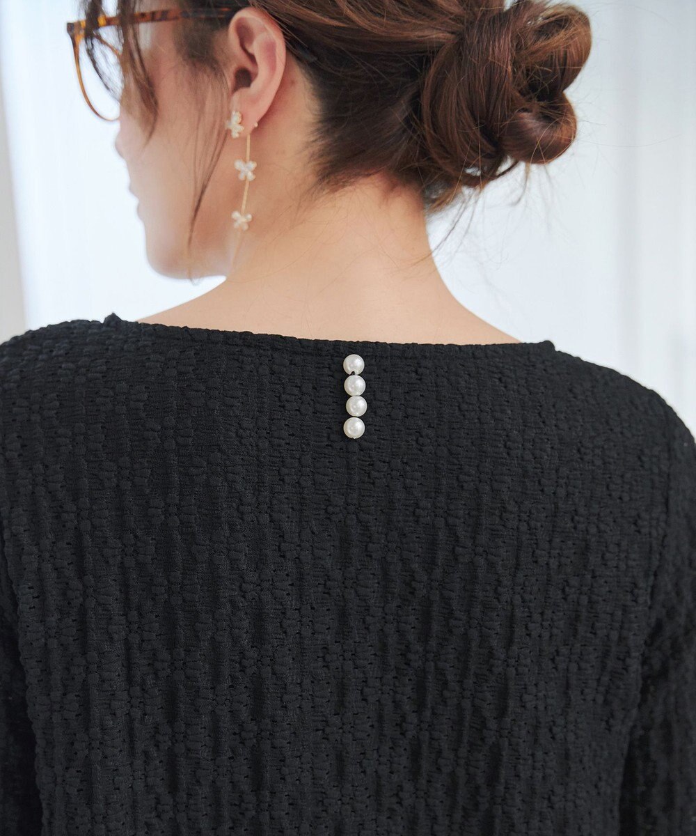 Tiaclasse L 花柄カットレースフレアトップス 