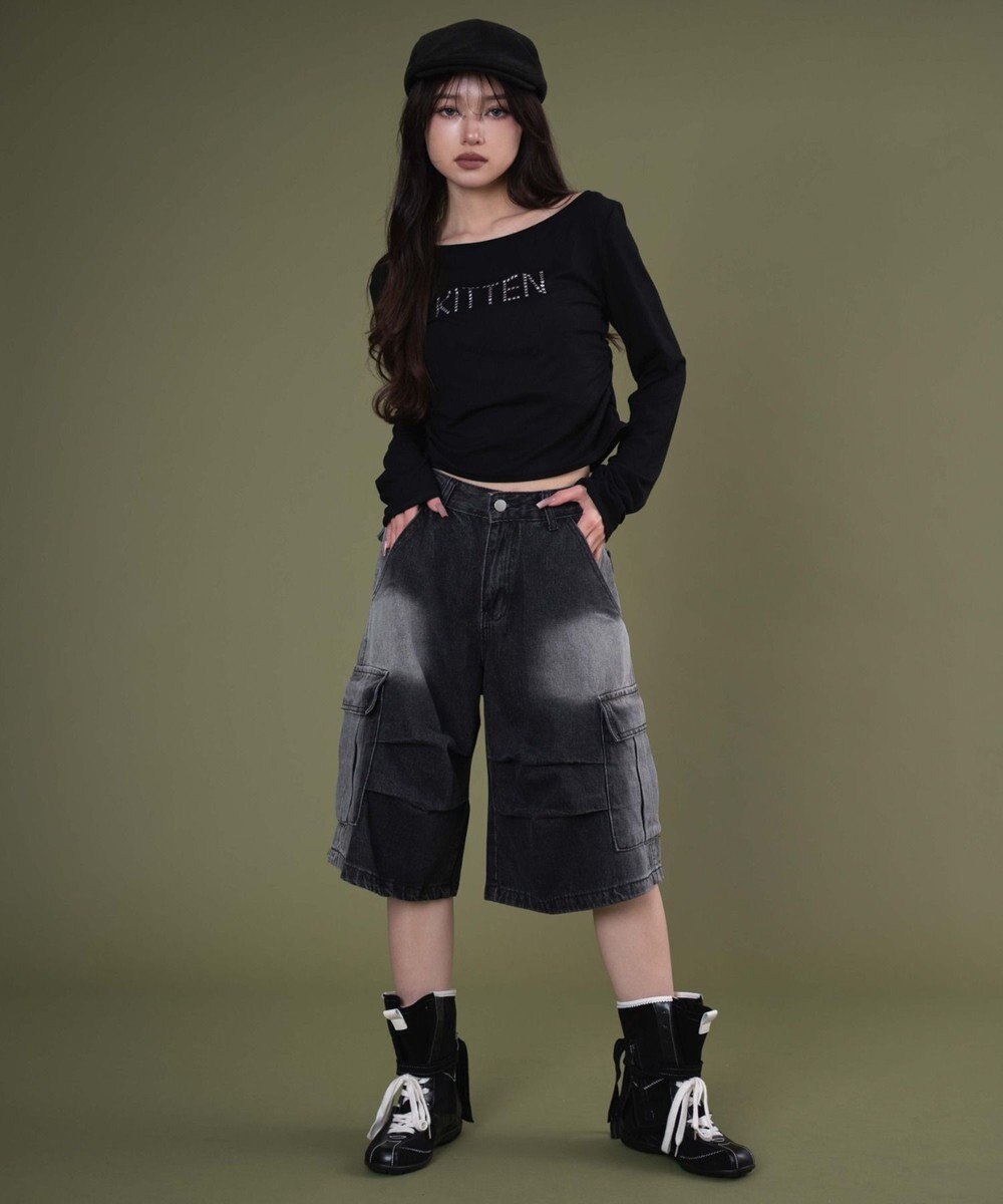 WEGO フラップポケットニータックカーゴハーフパンツ 