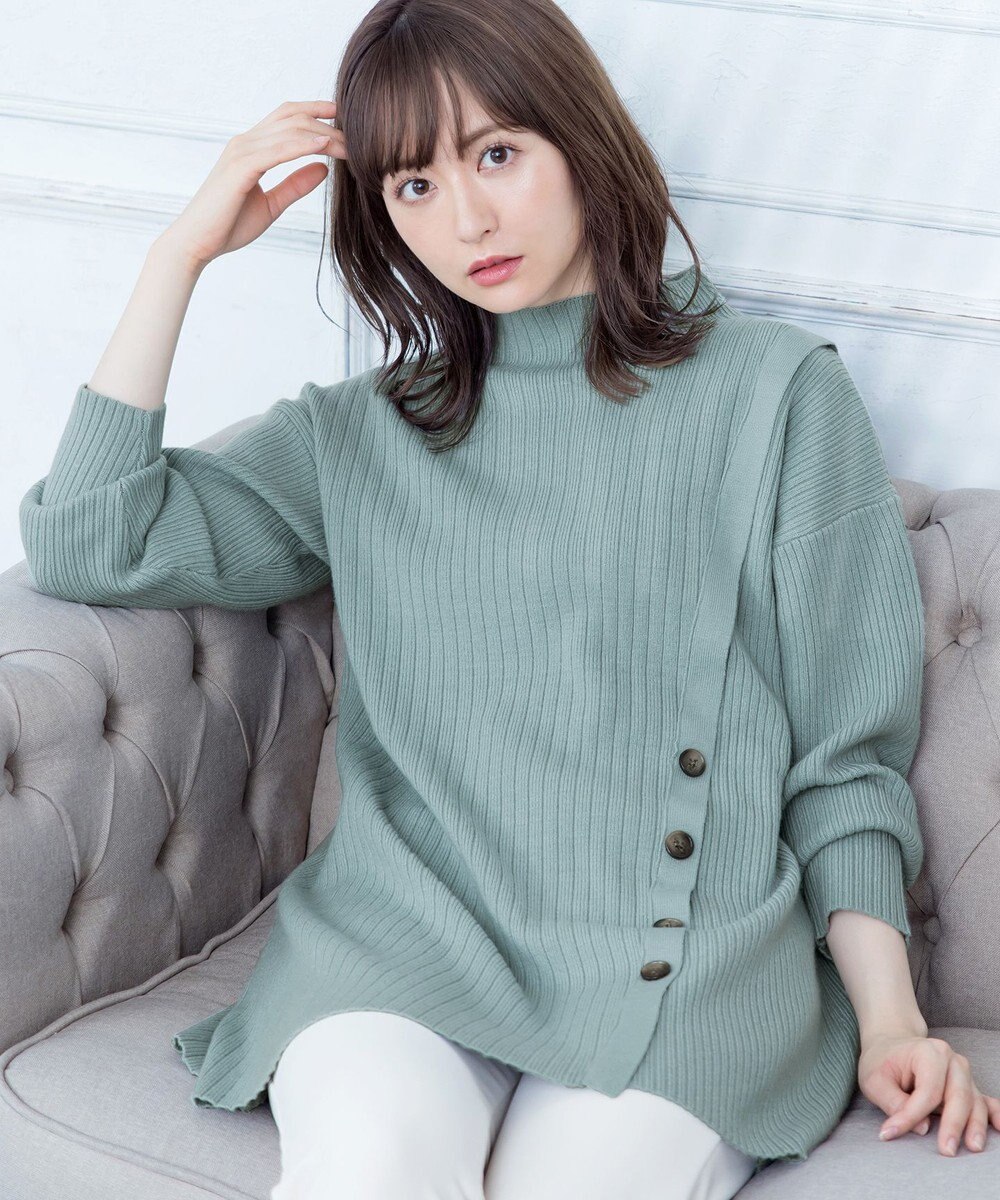 Tiaclasse L 【洗える】1枚でもレイヤード効果のあるサイドボタンチュニック 