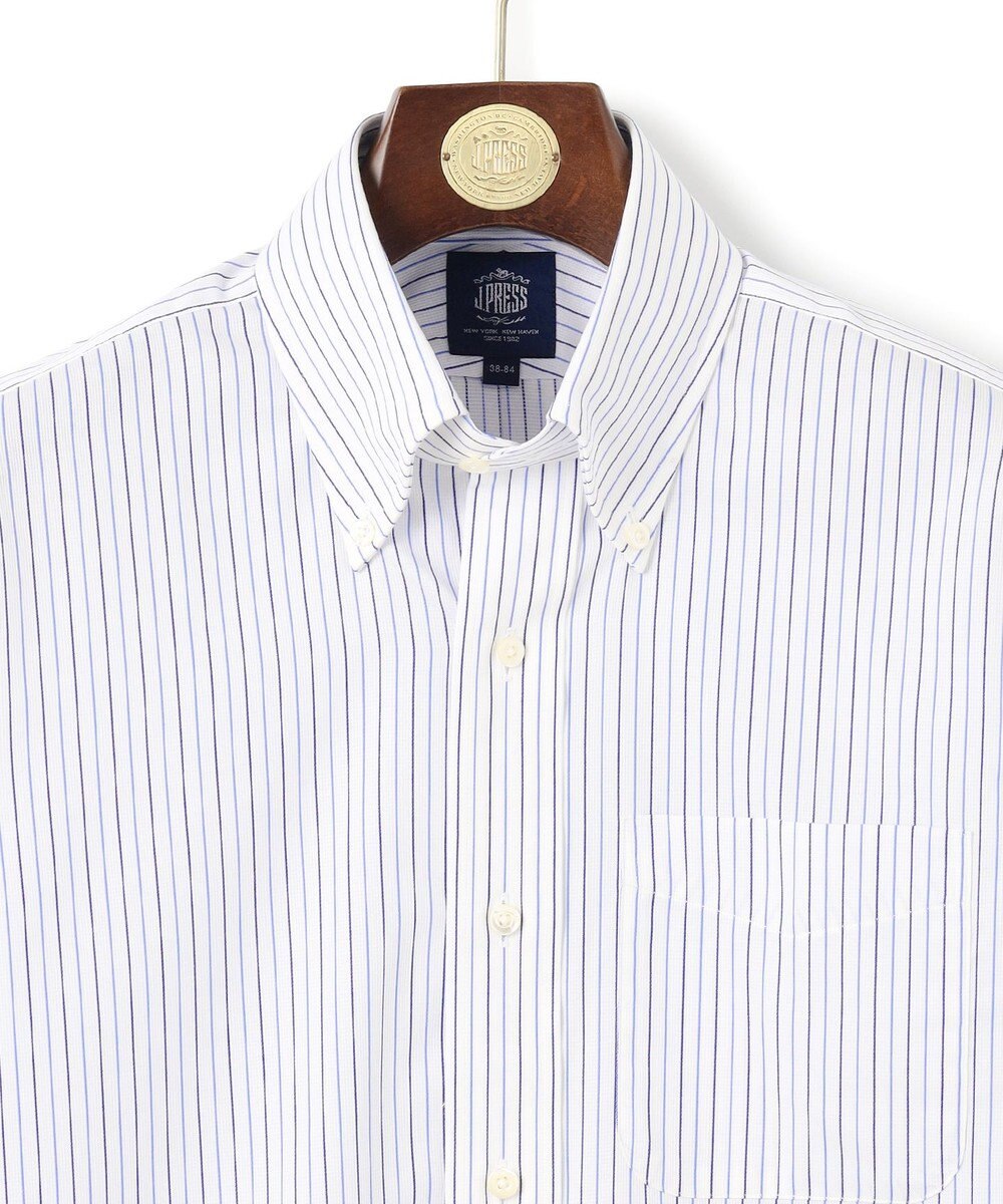 J.PRESS MEN 【PREMIUM PLEATS / 形態安定】スーピマコットンパナマストライプ ドレスシャツ / B.D. 