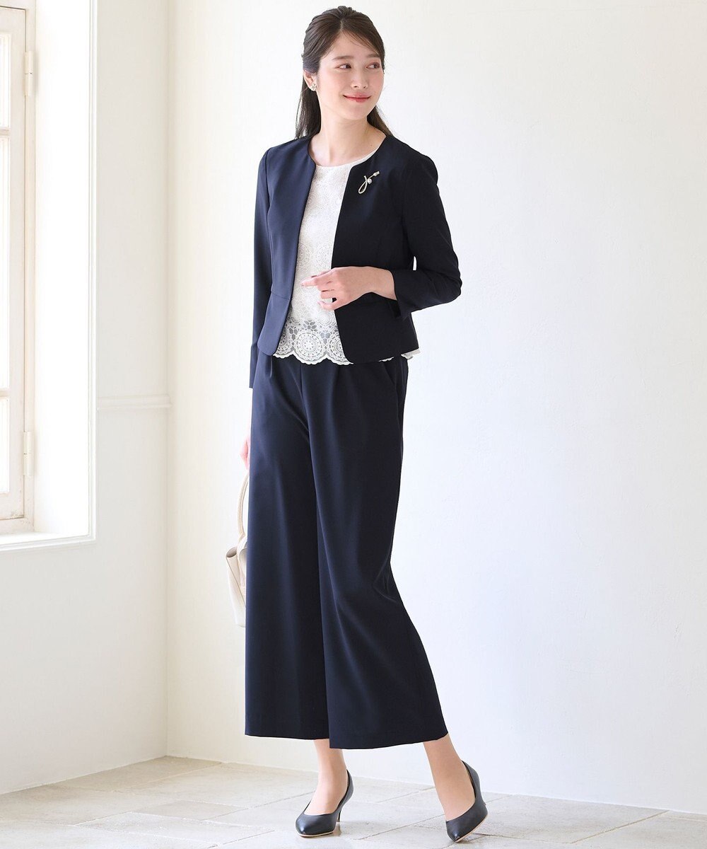 ANY SIS 【セットアップ対応】セレモニーダブルクロス ノーカラー ジャケット 