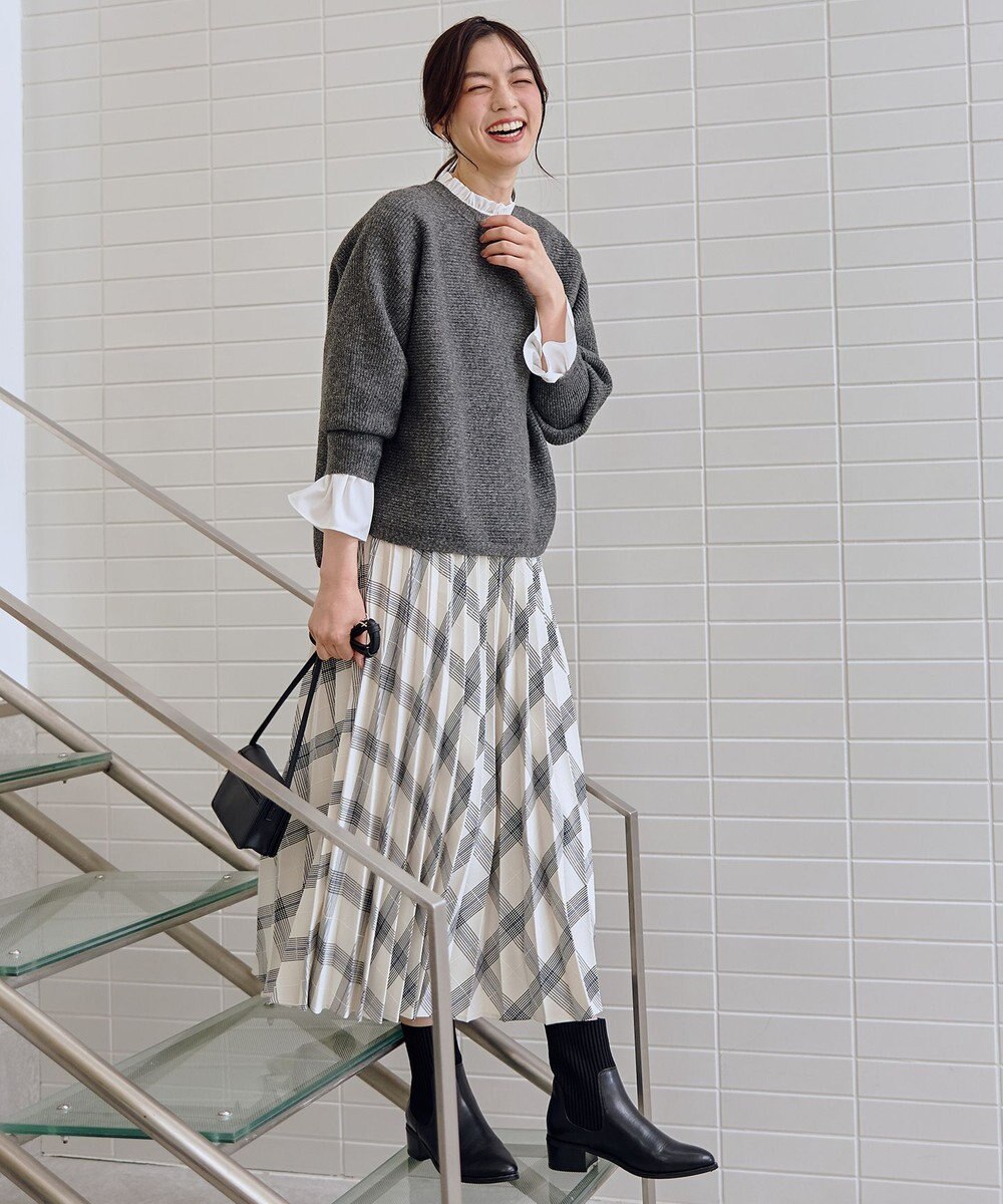 ANY 【新色追加/ウエストゴム】ウーリッシュプリーツスカート 