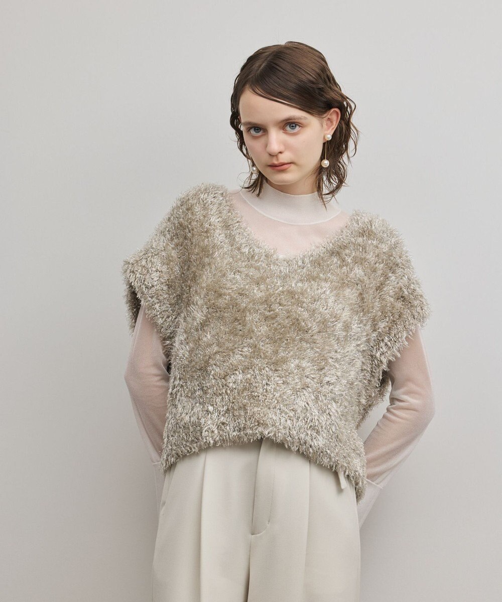 GRACE CONTINENTAL ラメフェザーベスト 