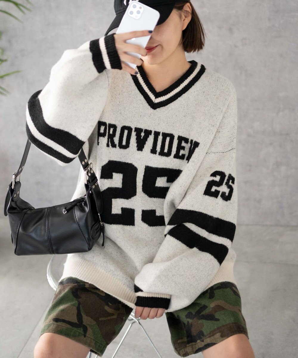 WEGO ナンバリングラインフラッフィーニット 