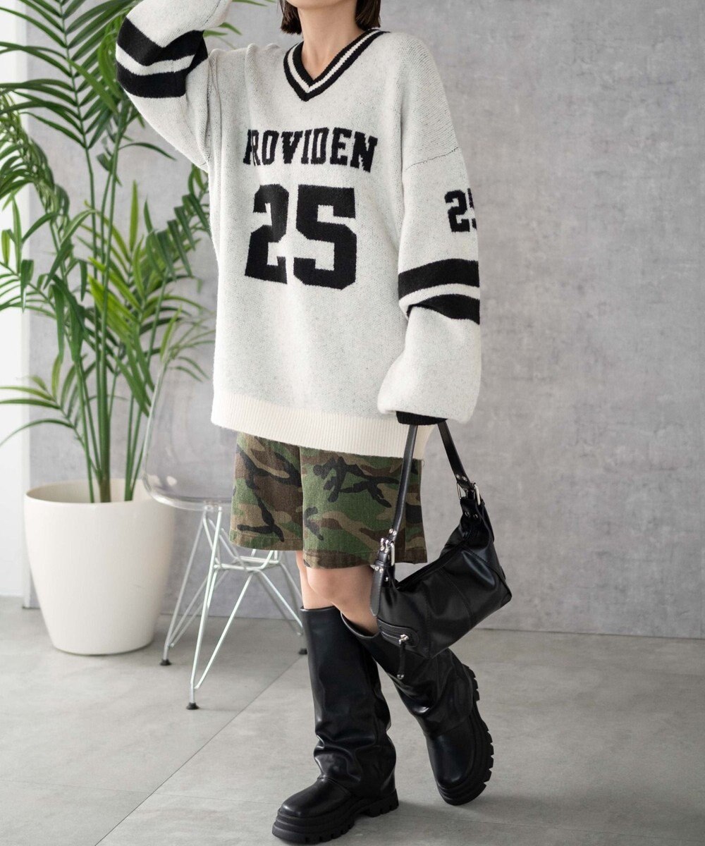 WEGO ナンバリングラインフラッフィーニット 