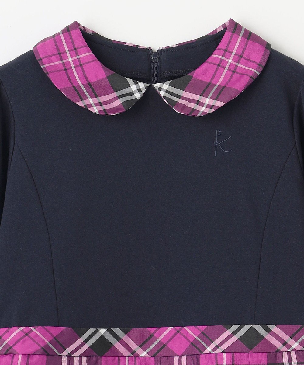 組曲 KIDS 【150-160㎝】チェックタフタドッキング ワンピース 