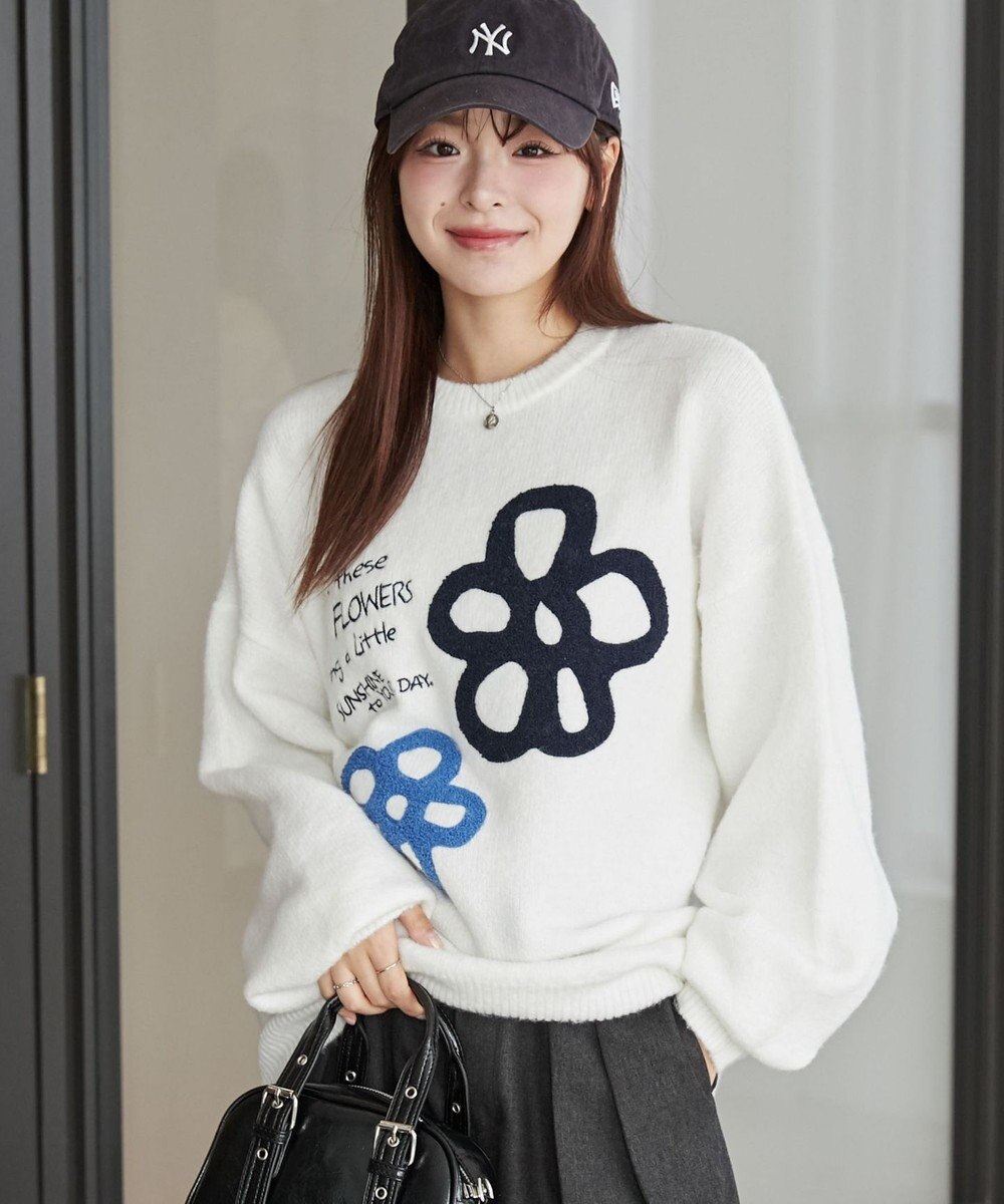 WEGO フラッフィーグラフィックBIGニットプルオーバー 