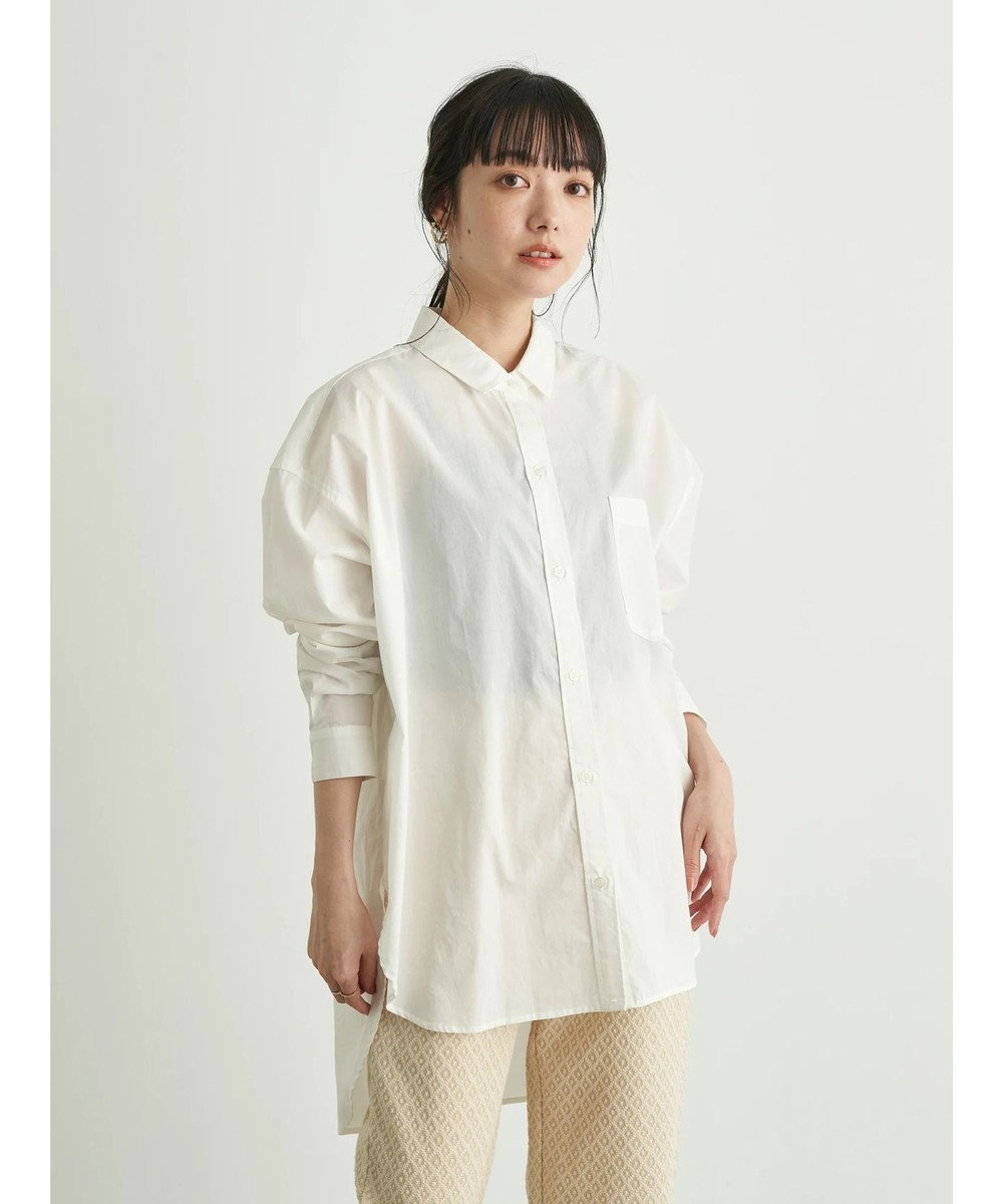 earth music&ecology オーガニックコットンシャツチュニック Off White