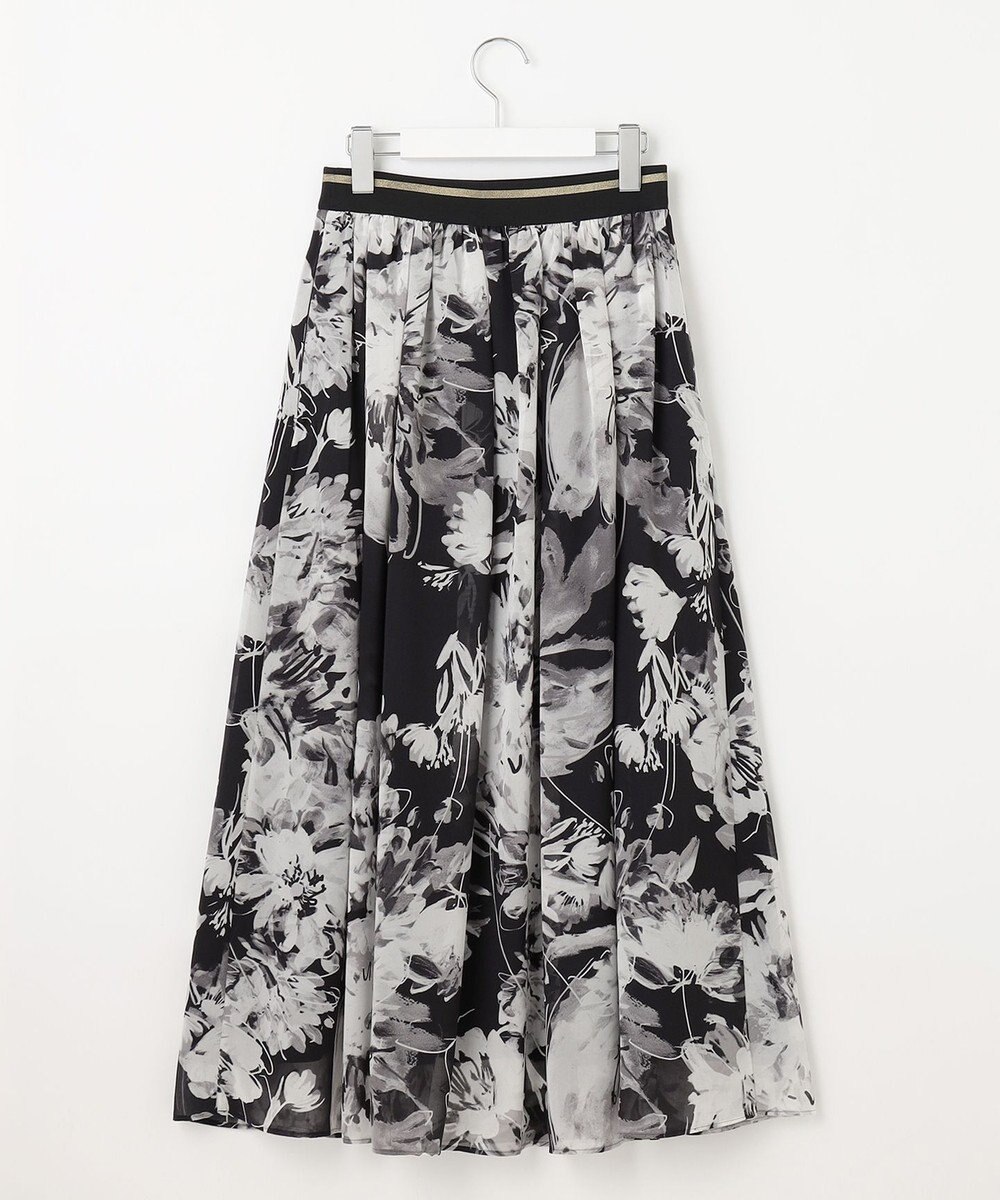 自由区 S 【ウエストゴム・洗える】ピオニーフローラルプリント  スカート 