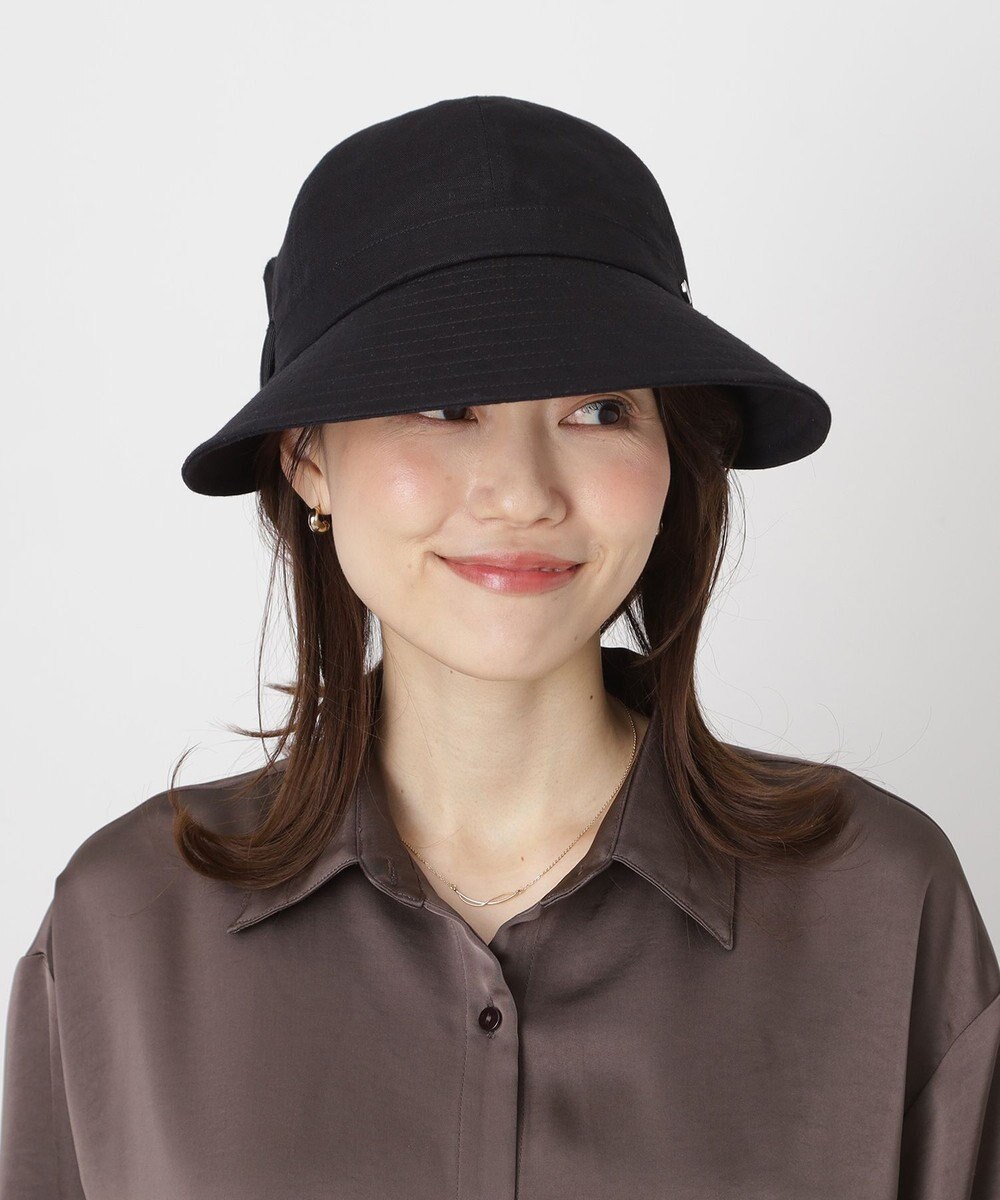 MOONBAT 【遮光100％/遮熱/UV】HIROKO KOSHINO(ヒロコ コシノ)遮光 リボンジョッキー 帽子 ゆったりMサイズ 手洗い可能/サイズ調整可能 