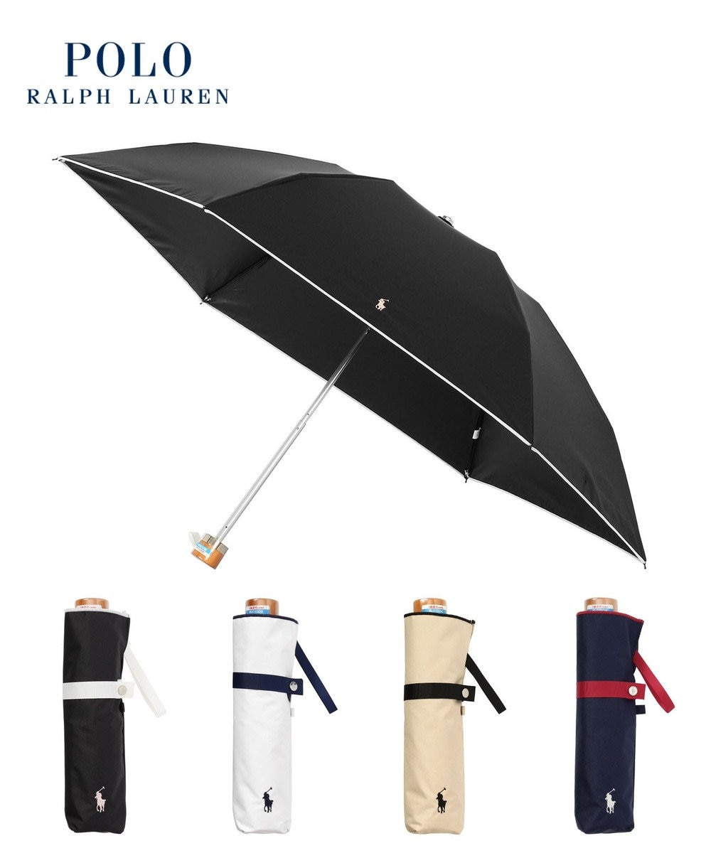 MOONBAT POLO RALPH LAUREN 晴雨兼用日傘 折りたたみ傘 ワンポイントPP／一級遮光 遮熱 UV ブラック