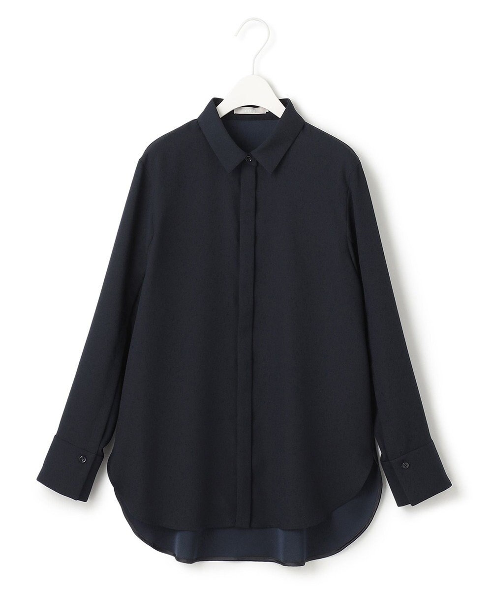 ICB L 【接触冷感・UVケア・速乾・洗える】FluidBackSatin スリットスリーブシャツ 