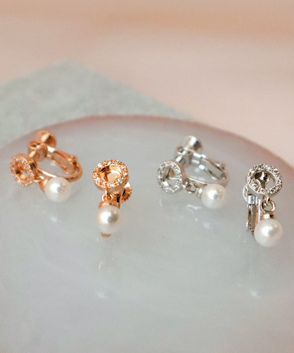 Tiaclasse 【金属アレルギー対応】　サークル＋パールイヤリング 