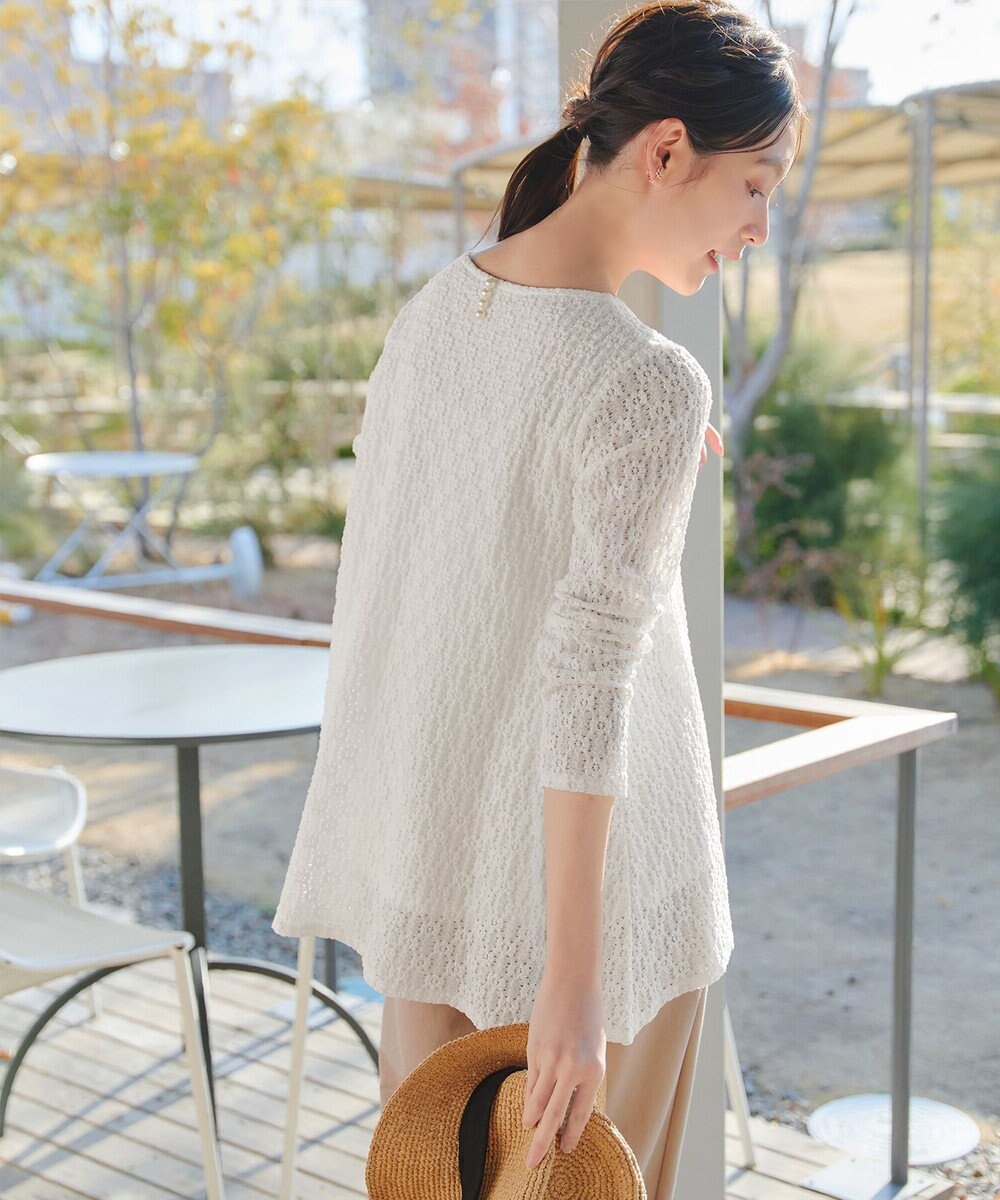 Tiaclasse L 花柄カットレースフレアトップス 