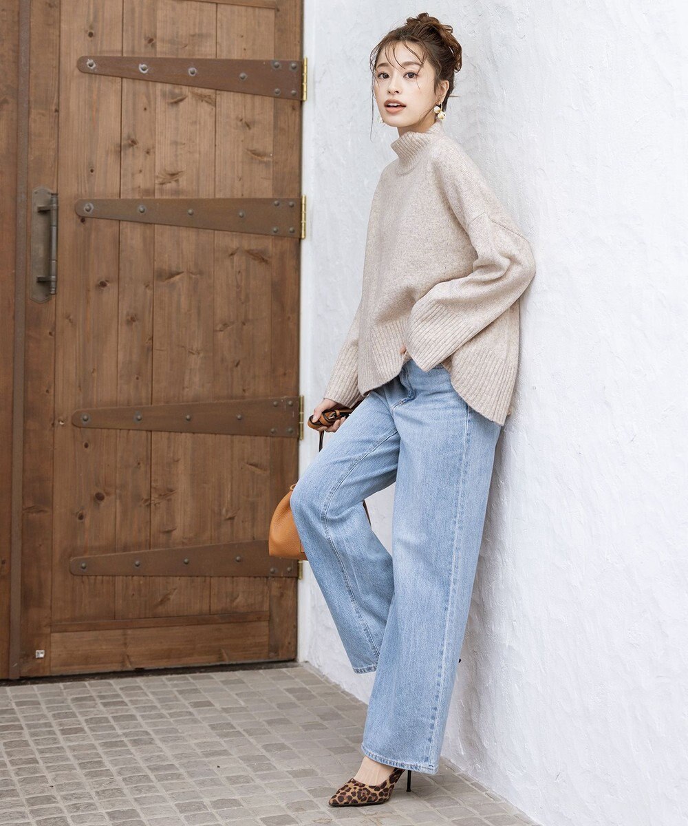 Tiaclasse L 【洗える】モックネックポインテルニットトップス 