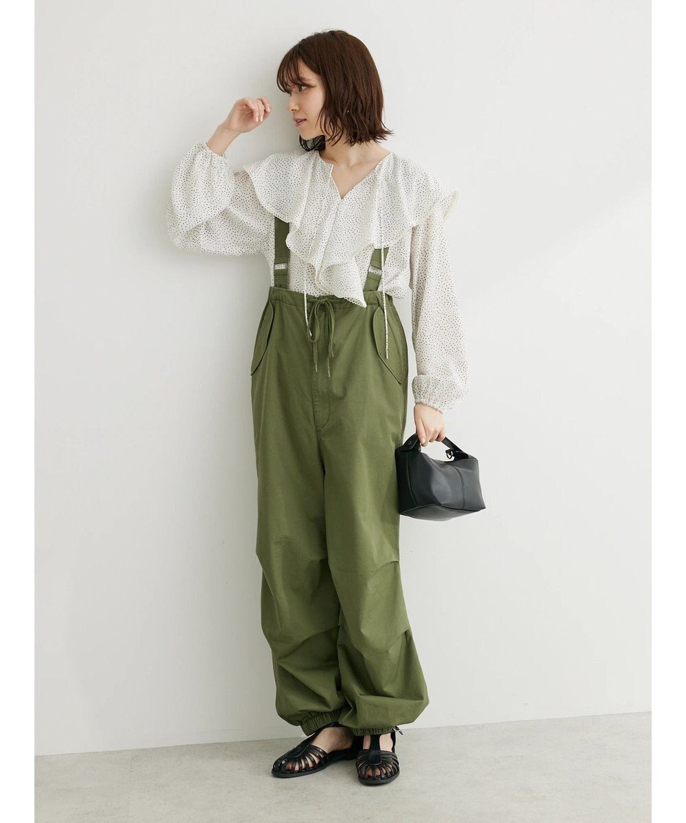 Green Parks 柄アソートラッフル衿ブラウス 