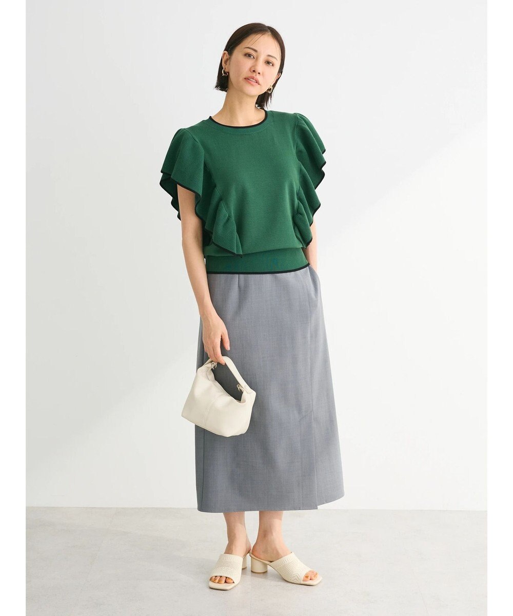 Green Parks 配色フリルニットプルオーバー 