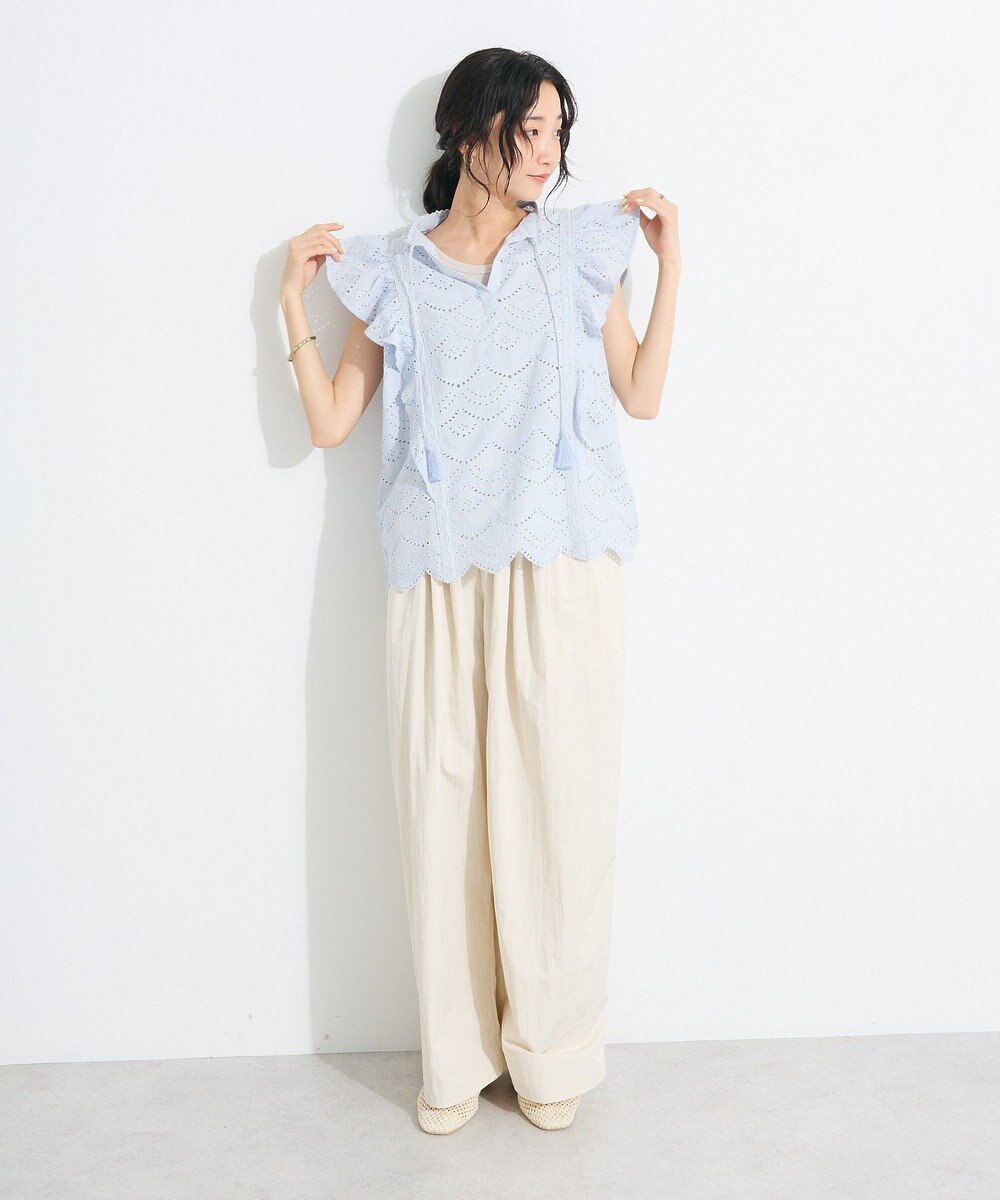 CRAFT STANDARD BOUTIQUE インド綿フリル使いシフリーブラウス 