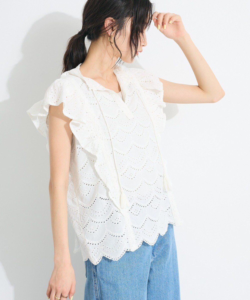 CRAFT STANDARD BOUTIQUE インド綿フリル使いシフリーブラウス 