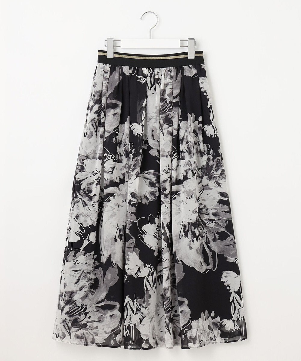 自由区 S 【ウエストゴム・洗える】ピオニーフローラルプリント  スカート 