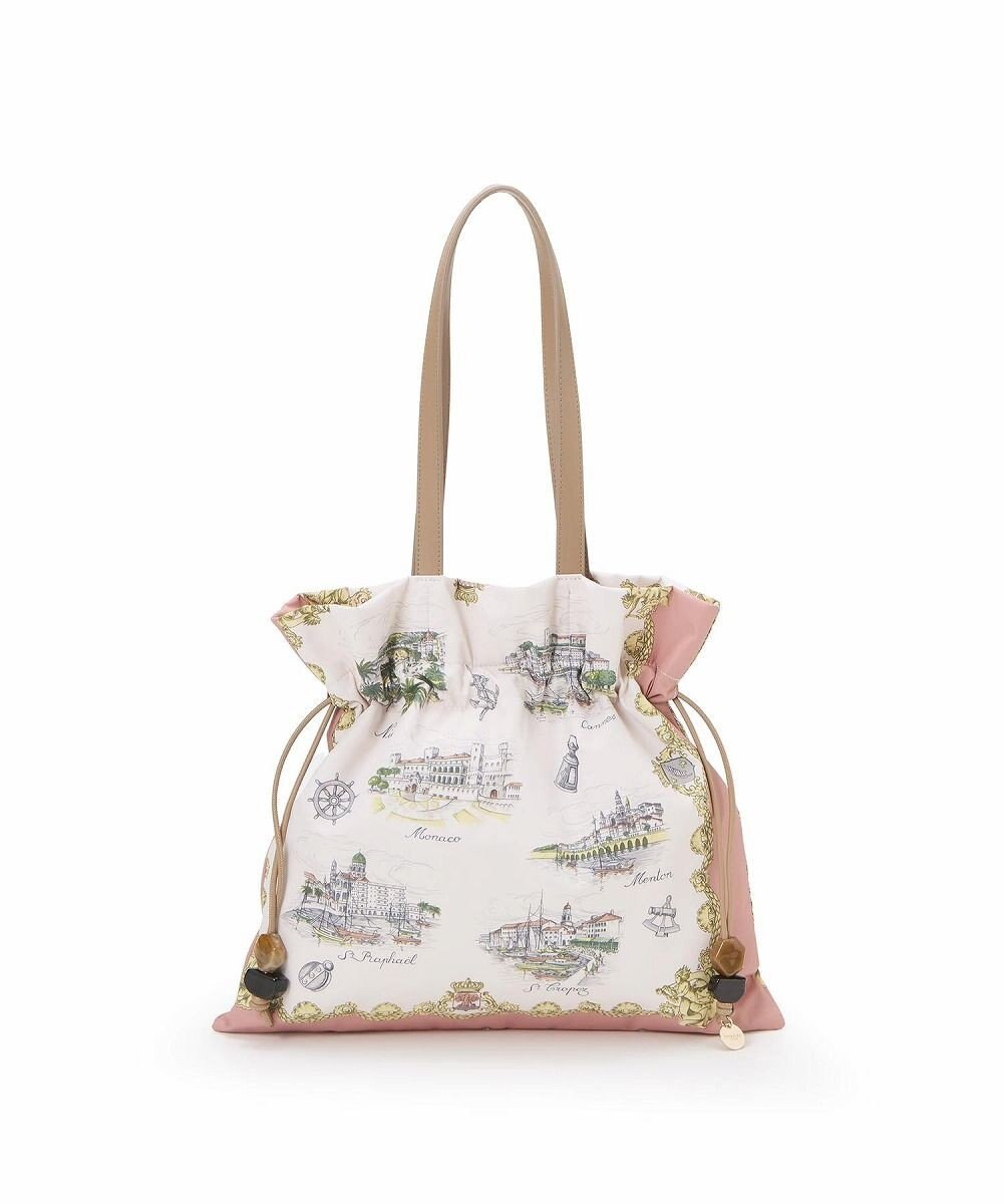 TOPKAPI 【TREASURE TOPKAPI】マイルドサテン スカーフ柄 巾着 トート バッグ 