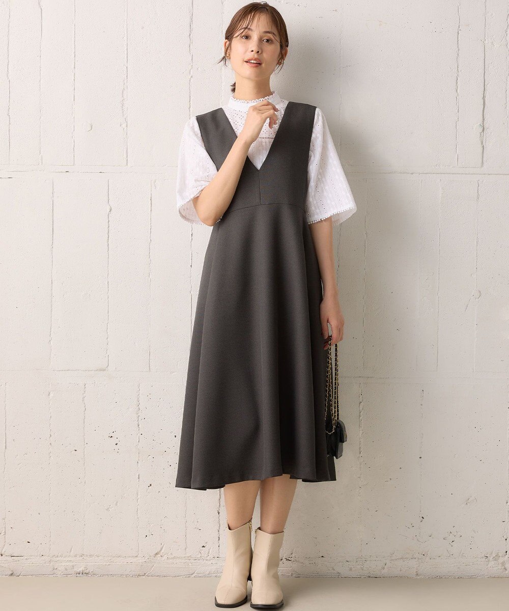 組曲 ウールライクスポンディッシュ ジャンパースカート 