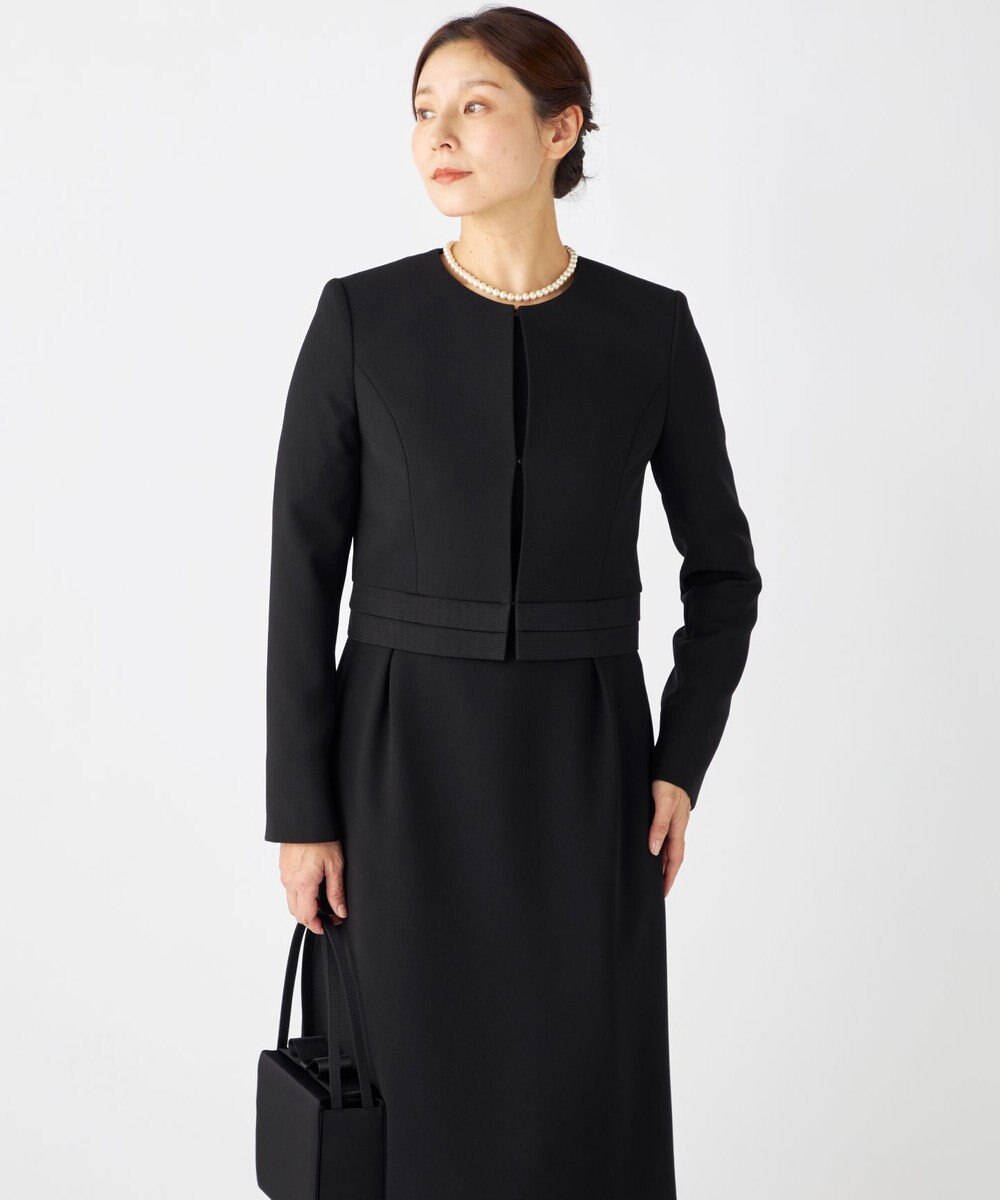 組曲 NOIR 【ストレッチ/オールシーズン対応】ペプラムミニグログラン ジャケット＋ワンピース 