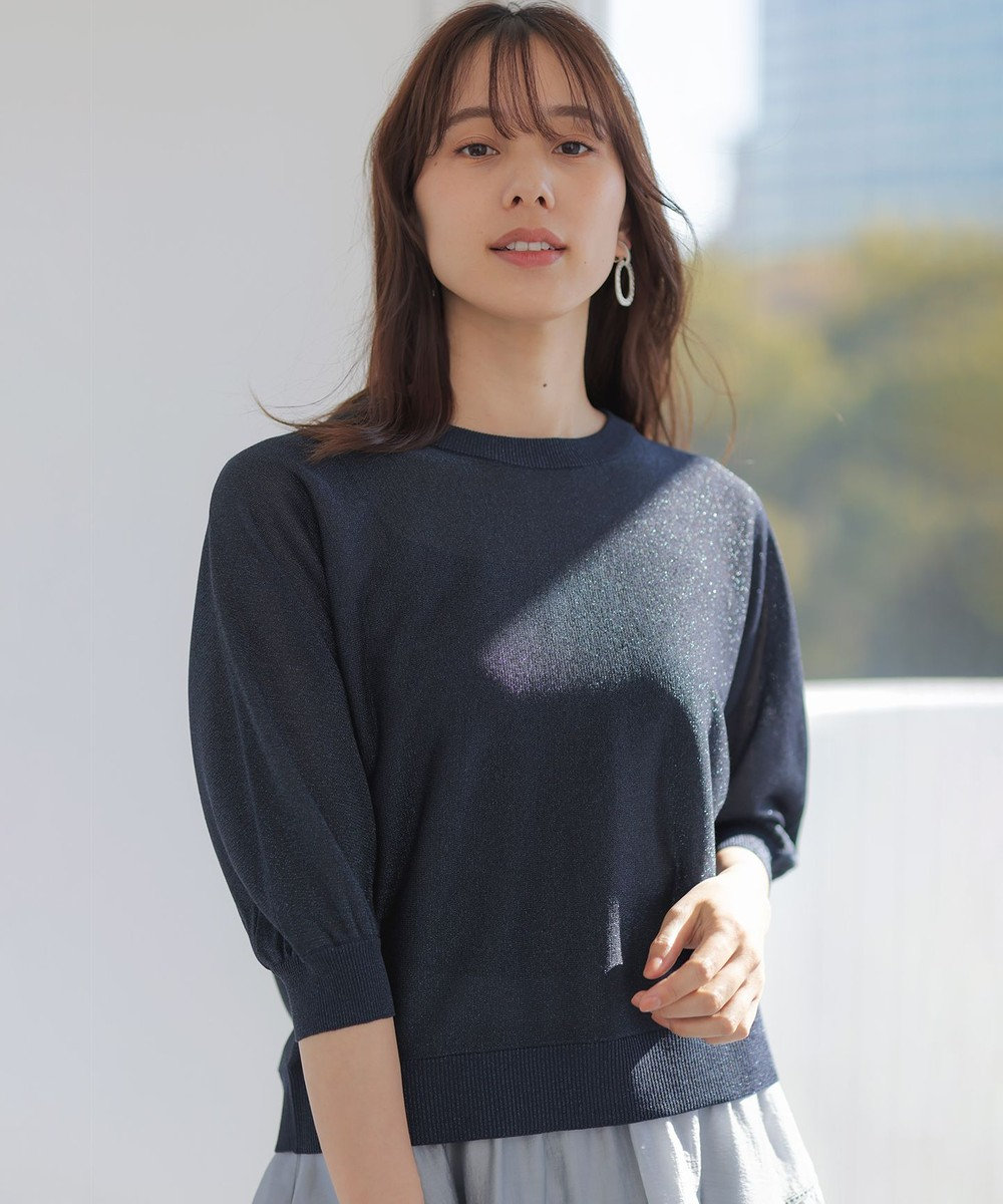 組曲 【前後着用可】ドルマンスリーブライトラメ ニット 