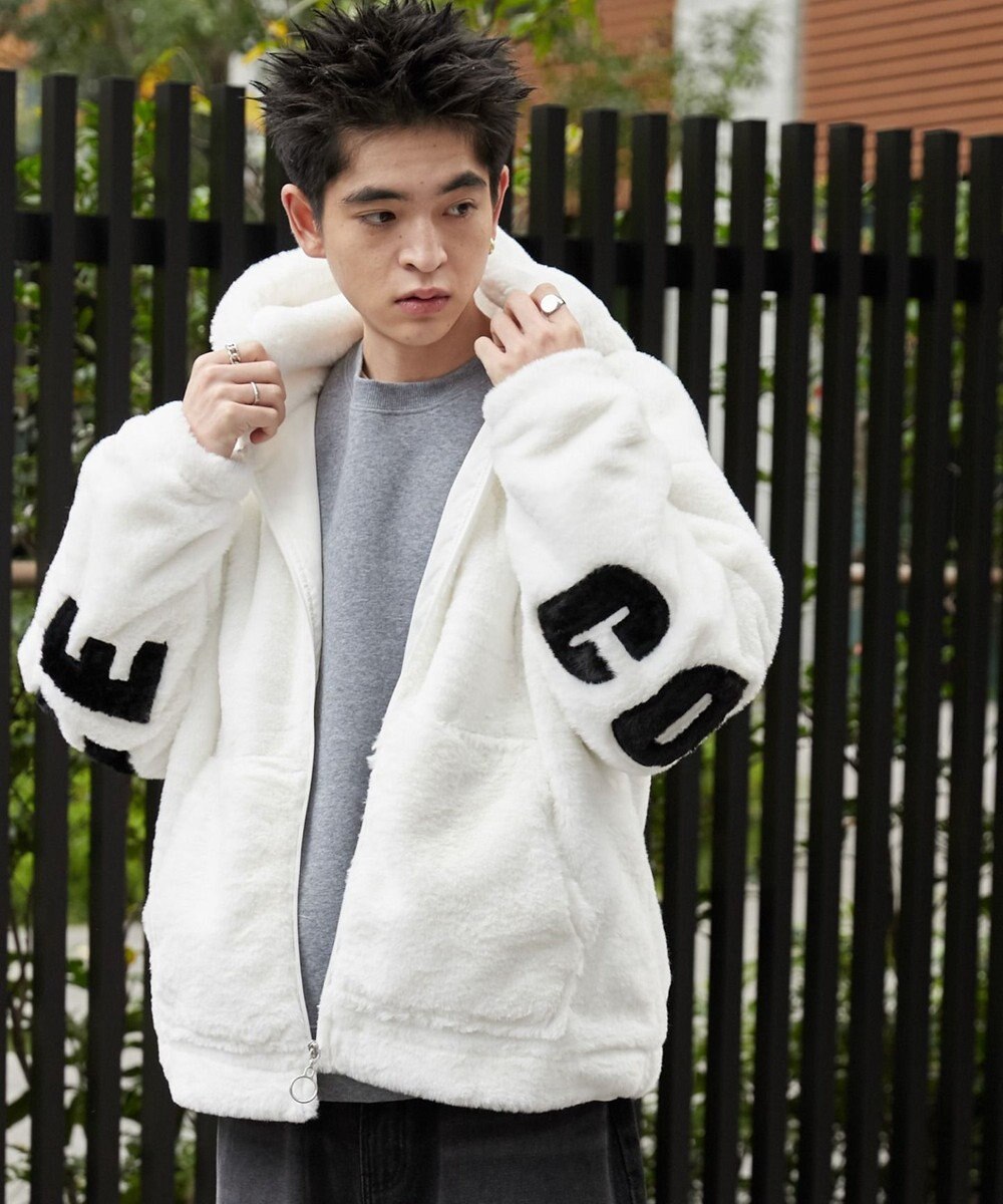 WEGO ファーフードグラフィックブルゾン 