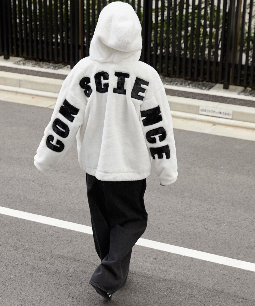 WEGO ファーフードグラフィックブルゾン 