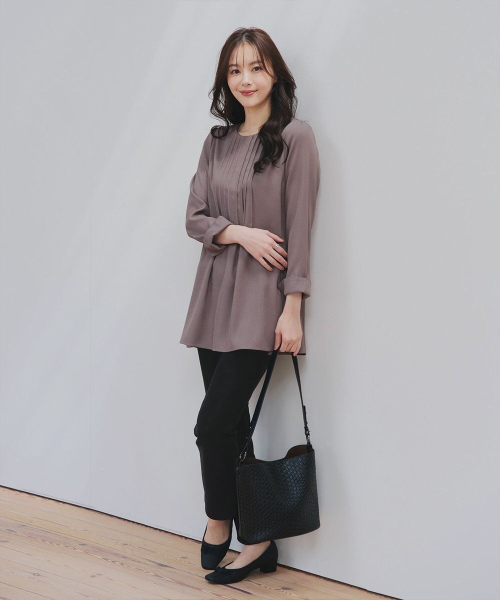 Tiaclasse 【洗える】ピンタックチュニックブラウス 