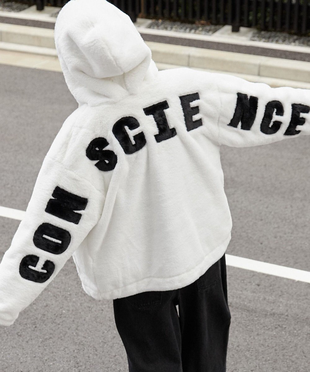 WEGO ファーフードグラフィックブルゾン 