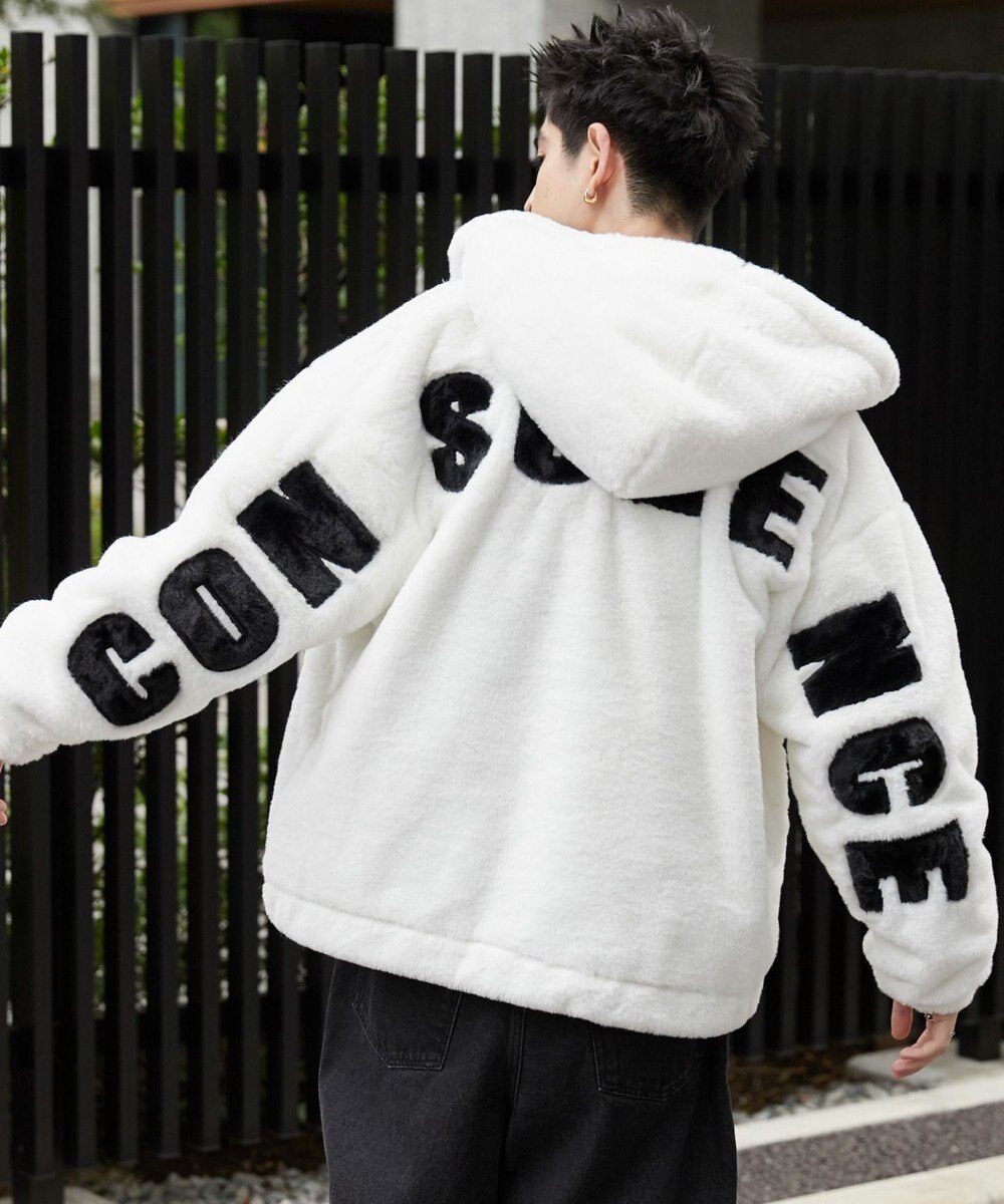 WEGO ファーフードグラフィックブルゾン 