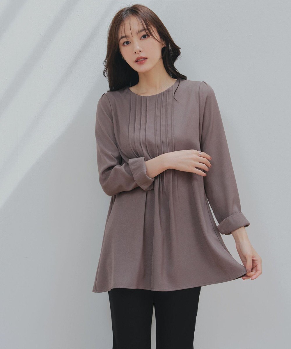 Tiaclasse 【洗える】ピンタックチュニックブラウス 