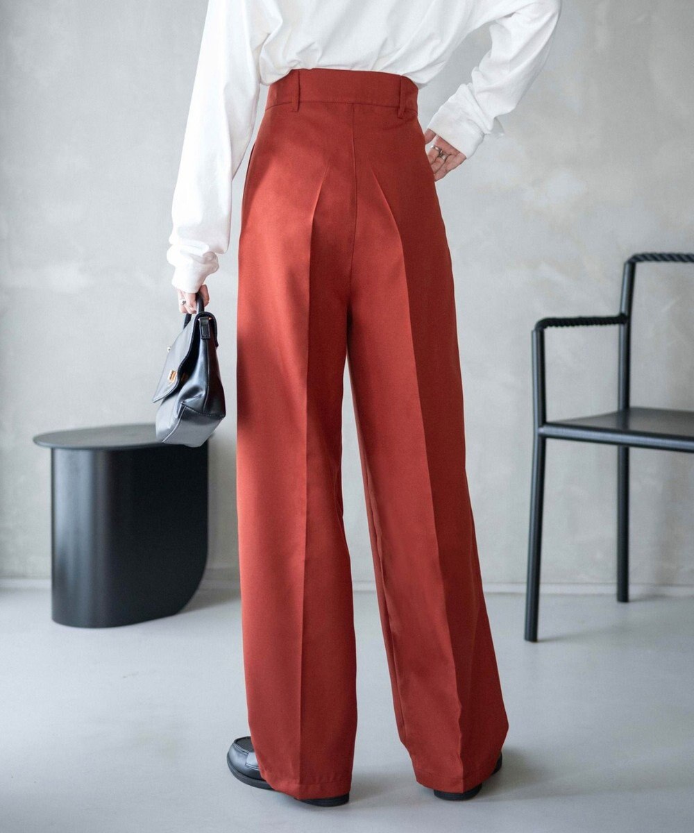 WEGO 【手洗い可】ハイウエストセンタープレスワイドパンツ 