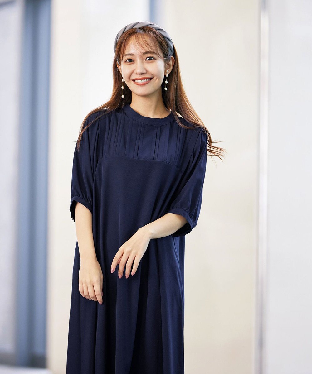 Tiaclasse L 【洗える】ボリュームパフスリーブAラインワンピース 