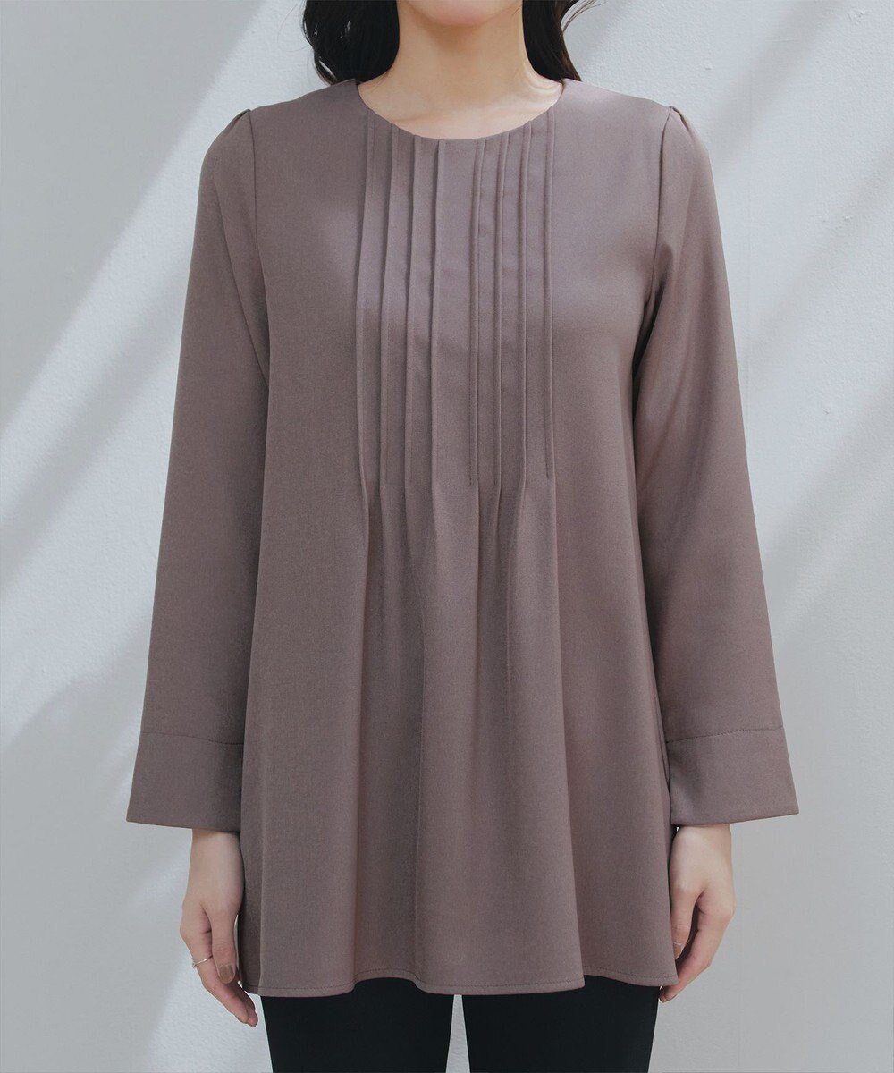 Tiaclasse 【洗える】ピンタックチュニックブラウス 