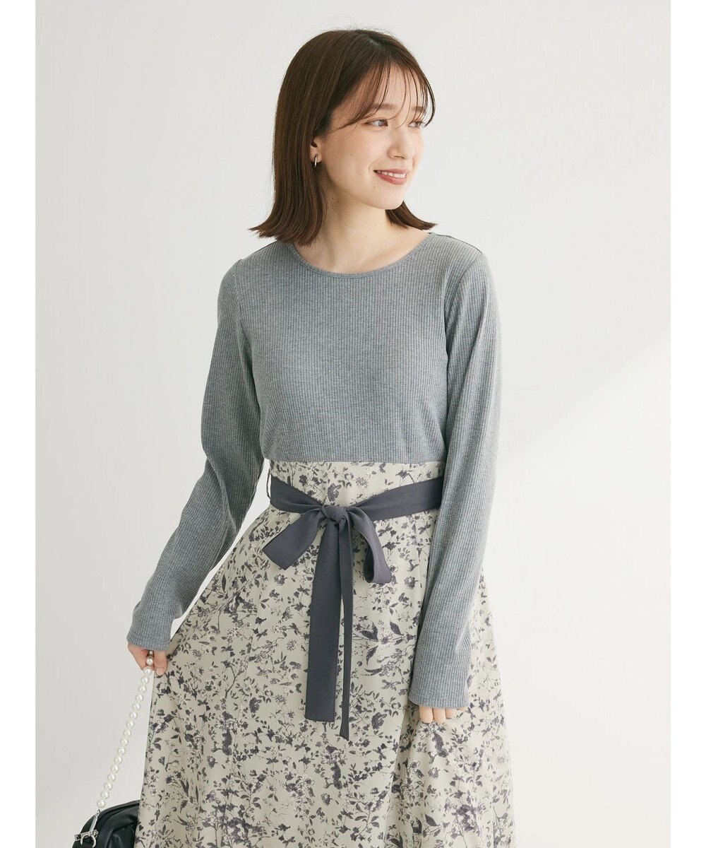 Green Parks ・ＥＬＥＮＣＡＲＥ　ＤＵＥ　リブ×フラワーキリカエワンピ 